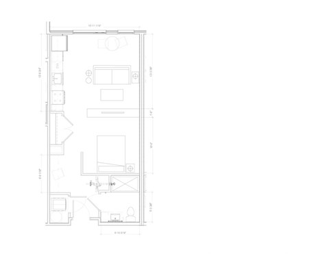 Floor plan for studio, 1 bath, 529 sqft